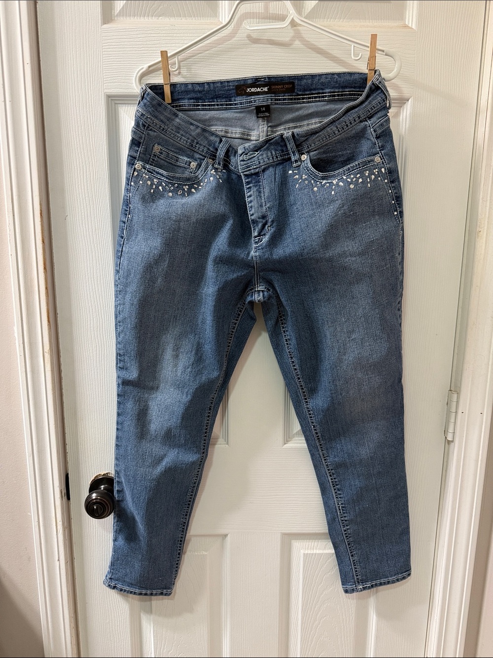 Jordache Women's Embellished Skinny Crop Jeans - Size 14